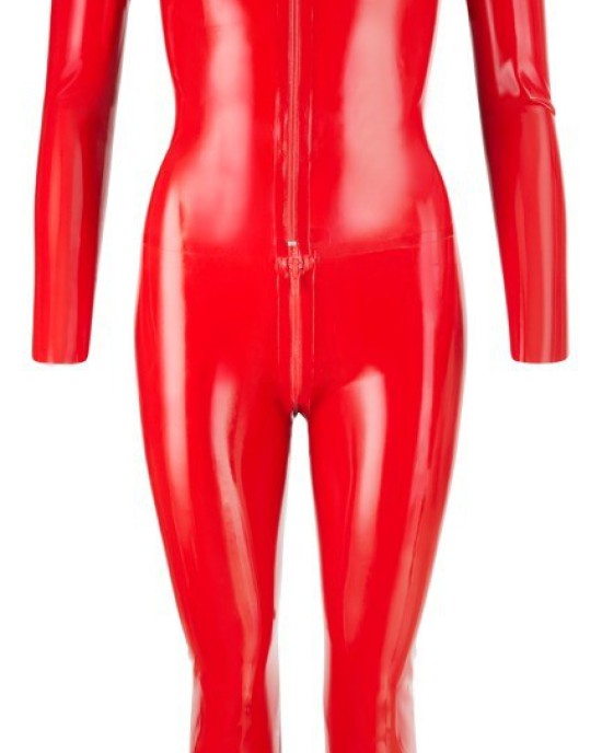 LATEX CATSUIT RED M