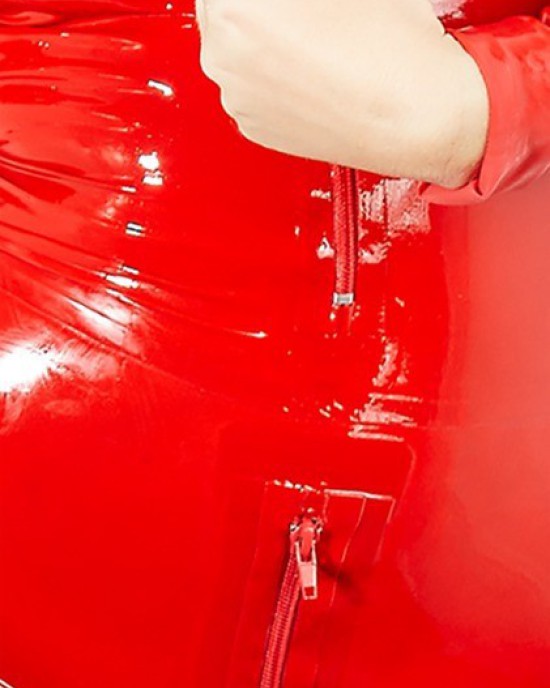 LATEX CATSUIT RED M